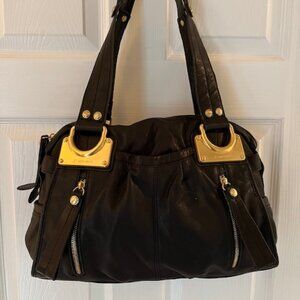 B. MAKOWSKY | Montgomery Black Pebbled Leather Satchel-EUC